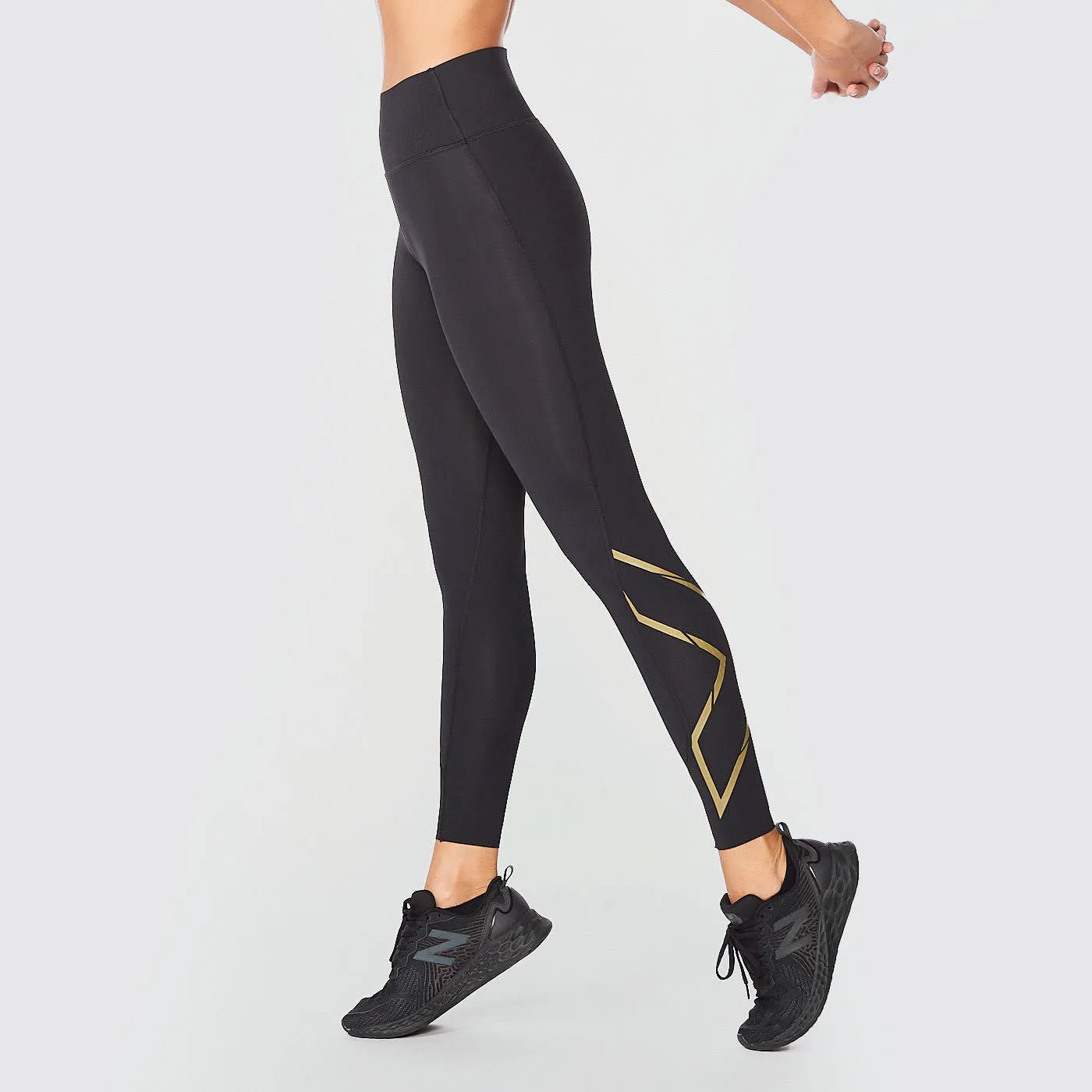 2XU - Force Mid-Rise Compression Tights - Black/Gold