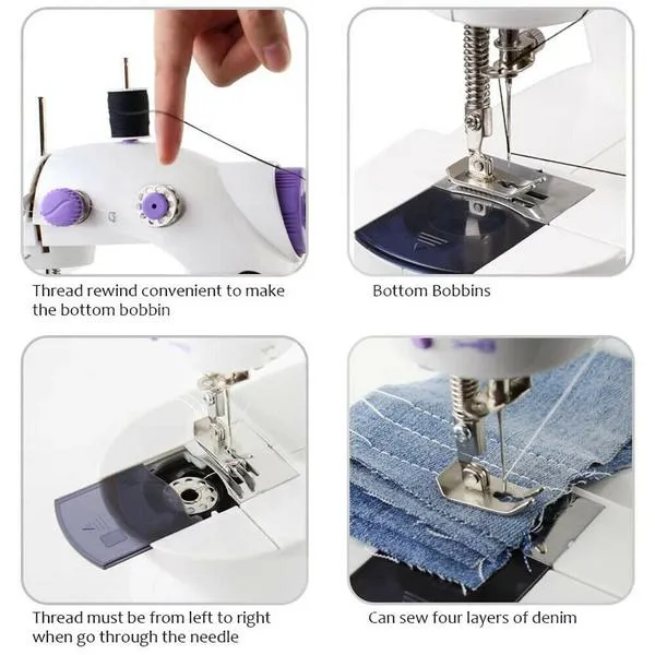 4-in-1 Semi-Automatic Portable Sewing Machine for Home/DIY