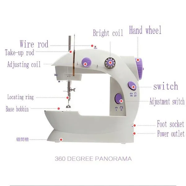 4-in-1 Semi-Automatic Portable Sewing Machine for Home/DIY