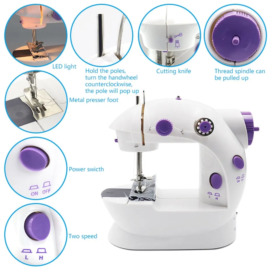 4-in-1 Semi-Automatic Portable Sewing Machine for Home/DIY