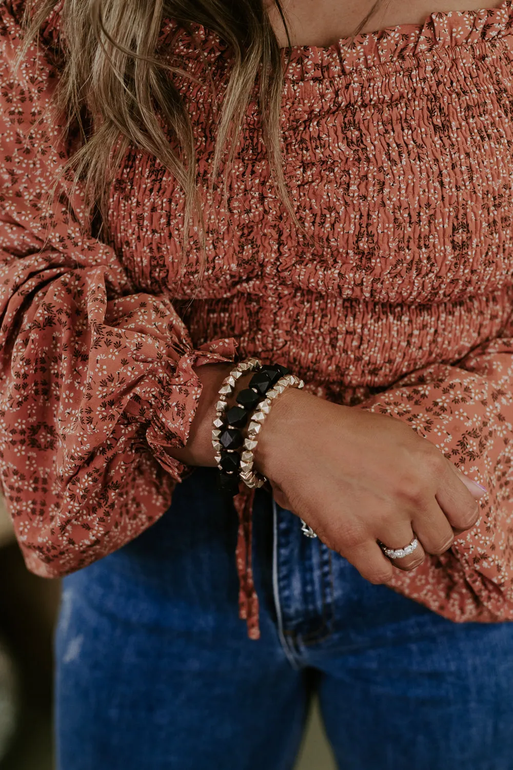 A Little Something 3 Layered Bracelet Stack, Black