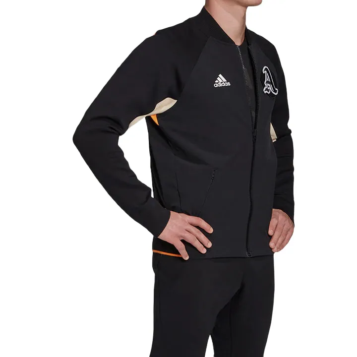 Adidas Mens Black/Black/Real Gold Vrct Varsity Collegiate Zipup Jacket