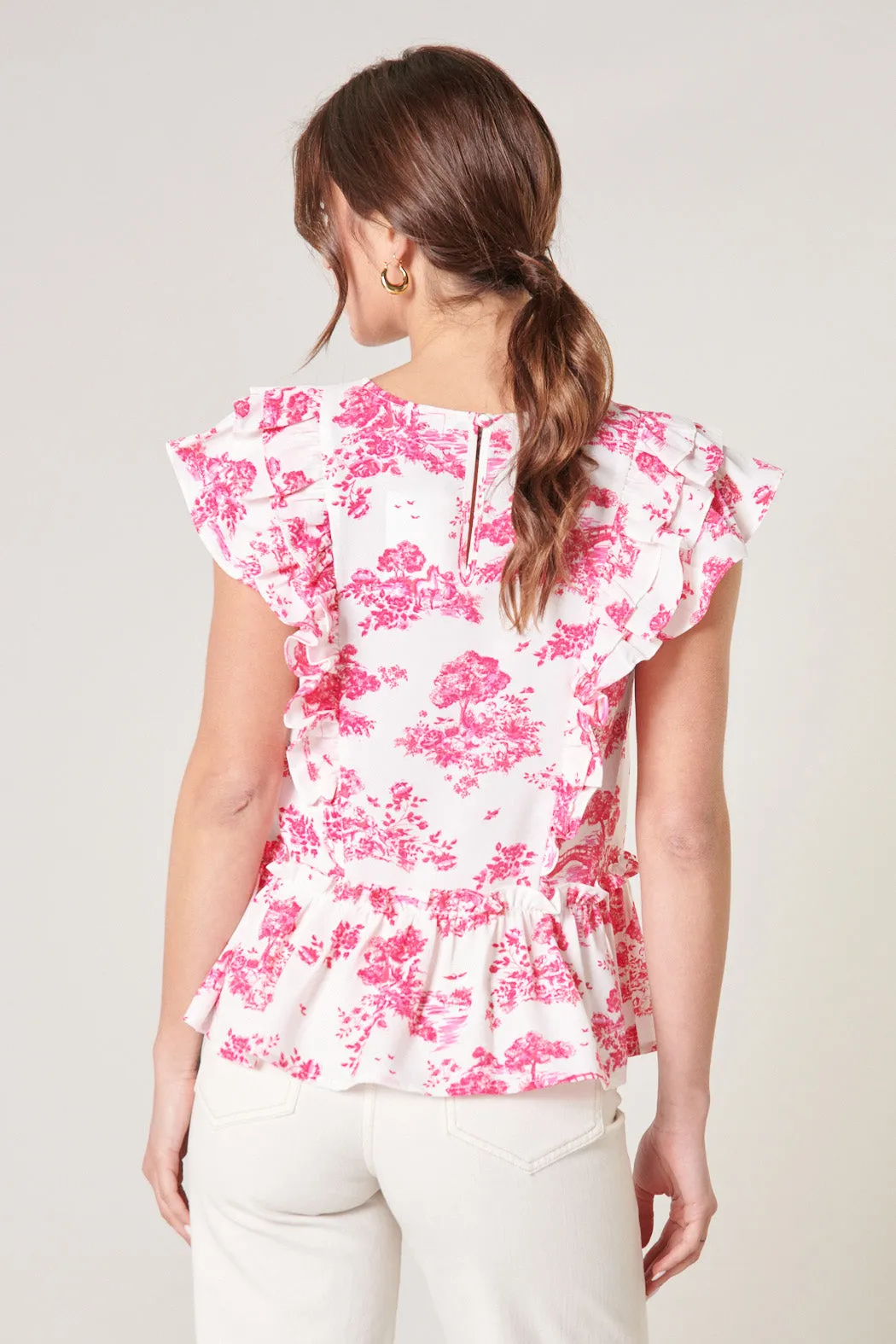 Ainsley Meadow Toile Kindred Peplum Top