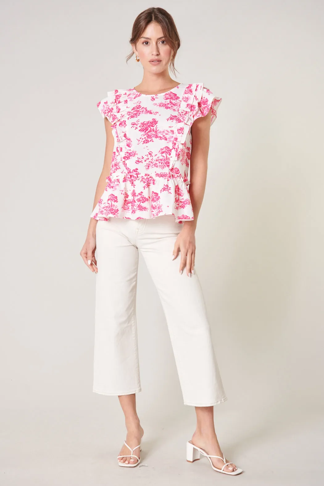 Ainsley Meadow Toile Kindred Peplum Top