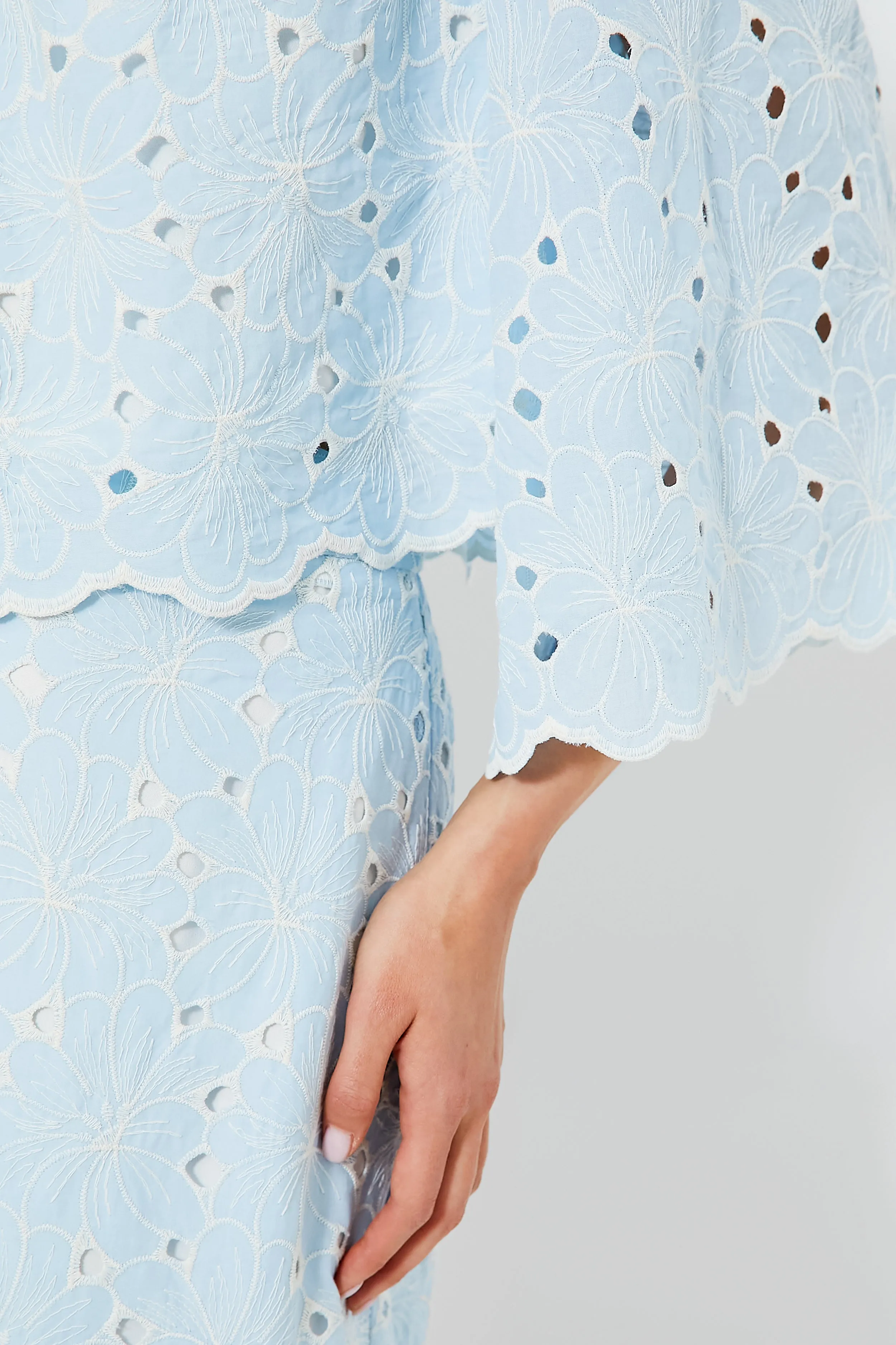 Airy Blue Eyelet Daniella Top