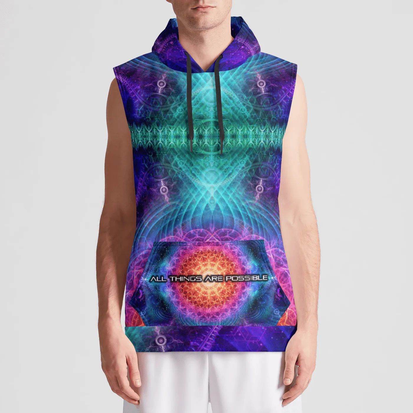 ALL THINGS ARE POSSIBLE Mens Sleeveless Pullover Hoodie