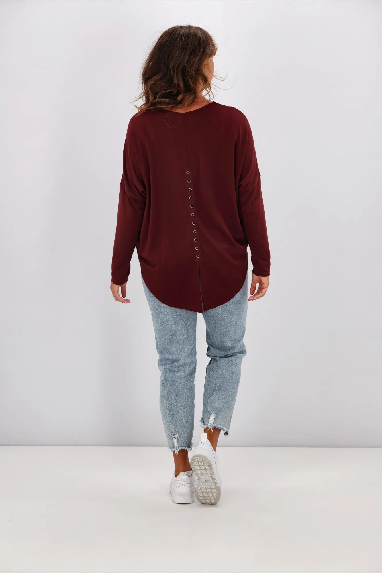 Alpine by Shine On Mabel Split Back Merino Top Claret