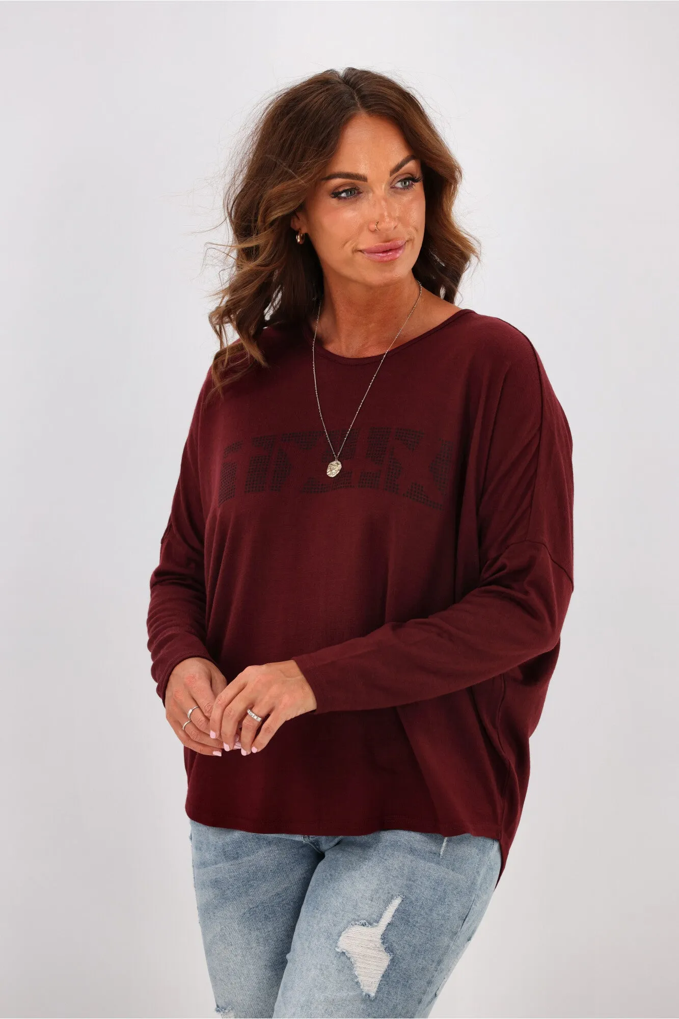 Alpine by Shine On Mabel Split Back Merino Top Claret