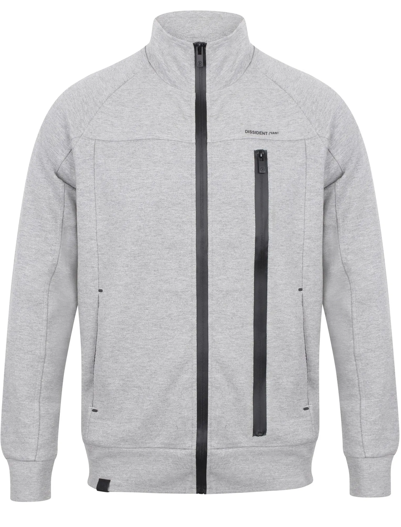 Amago Funnel Neck Zip Through Hoodie In Light Grey Marl - Dissident