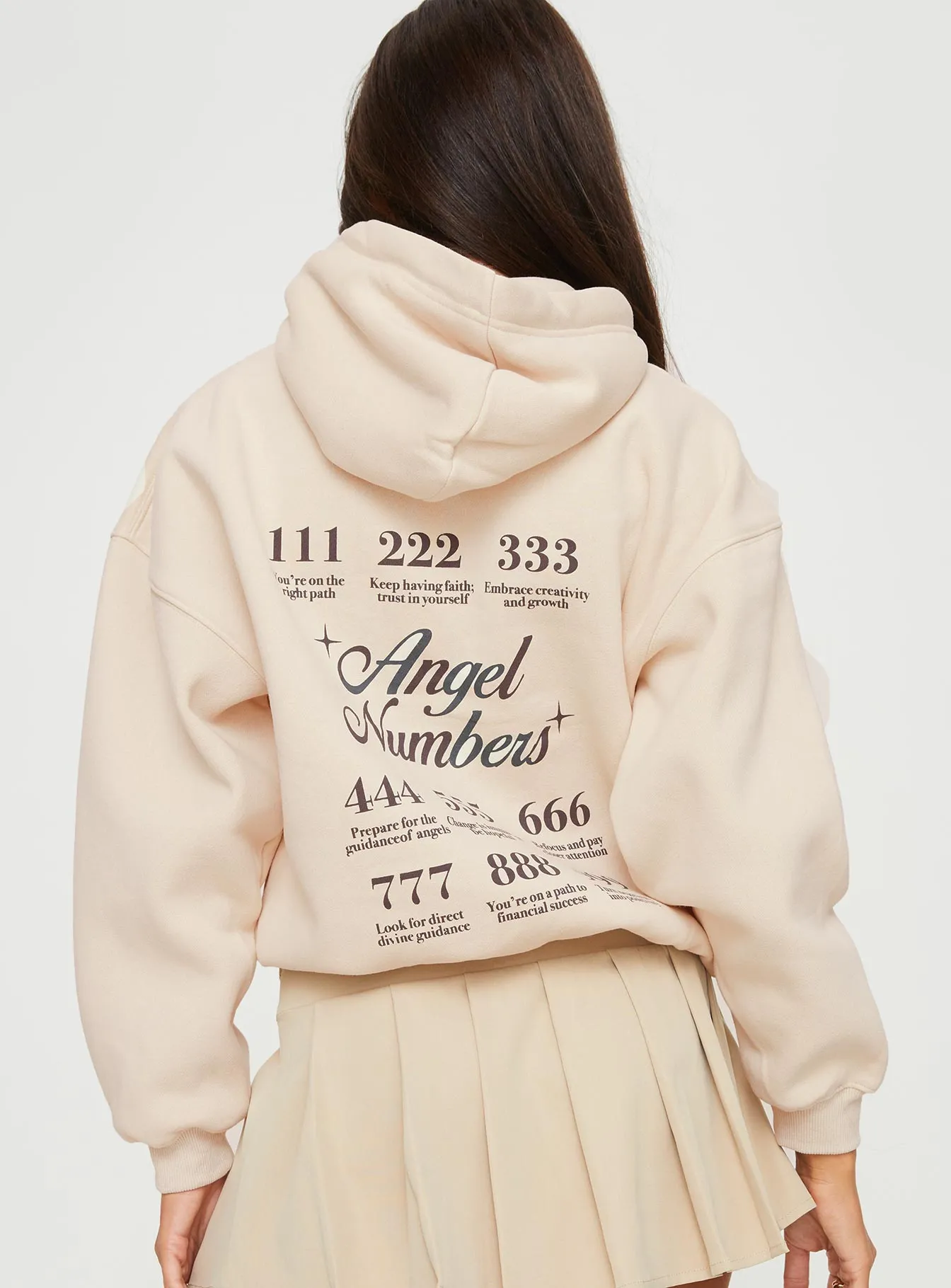 Angel Numbers Hooded Sweatshirt Bubble Text Stone / Slate