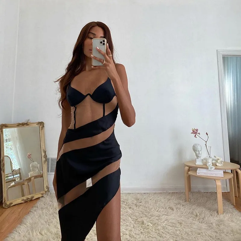 Aria Patchwork See Through Sexy Mini Dress