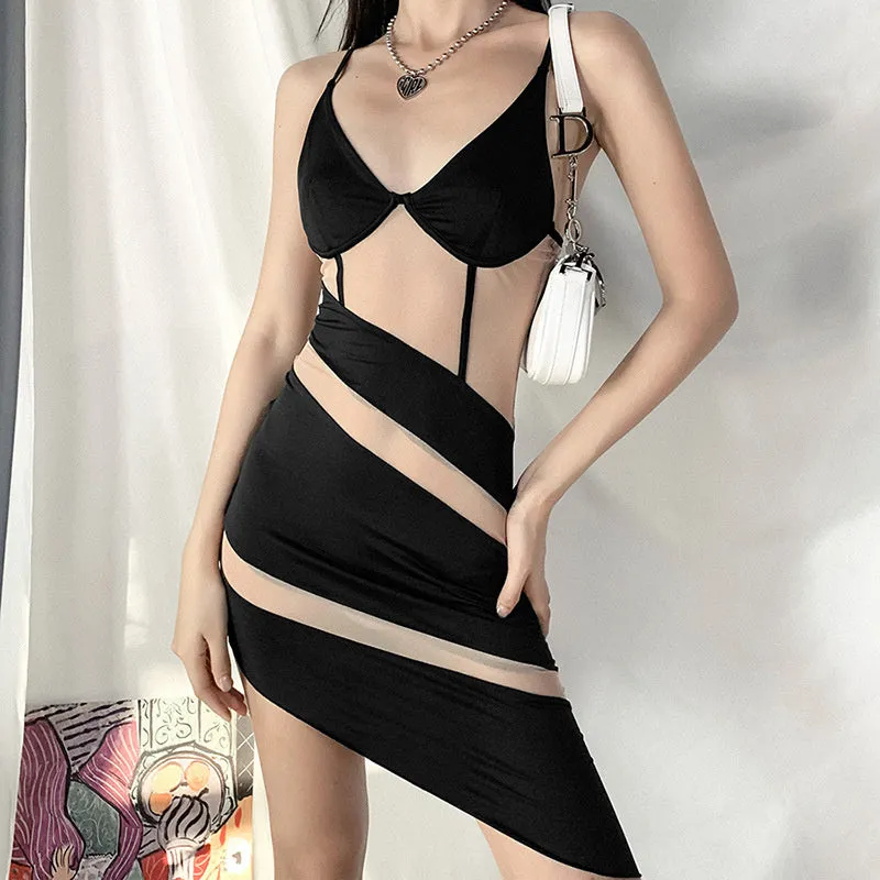 Aria Patchwork See Through Sexy Mini Dress