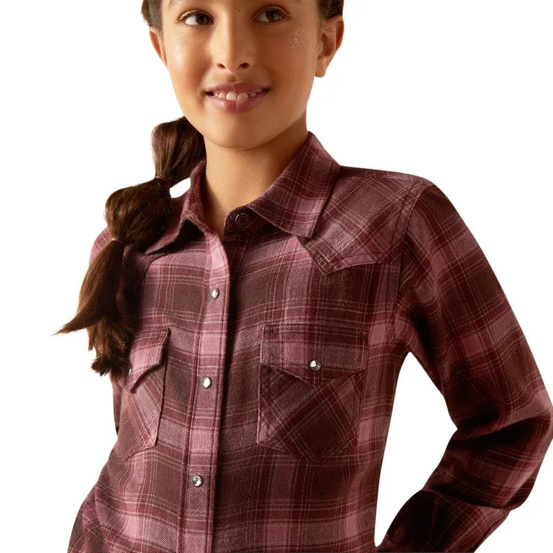 Ariat Girls Lucky Clove Brown Long Sleeve Snap Shirt 10047181