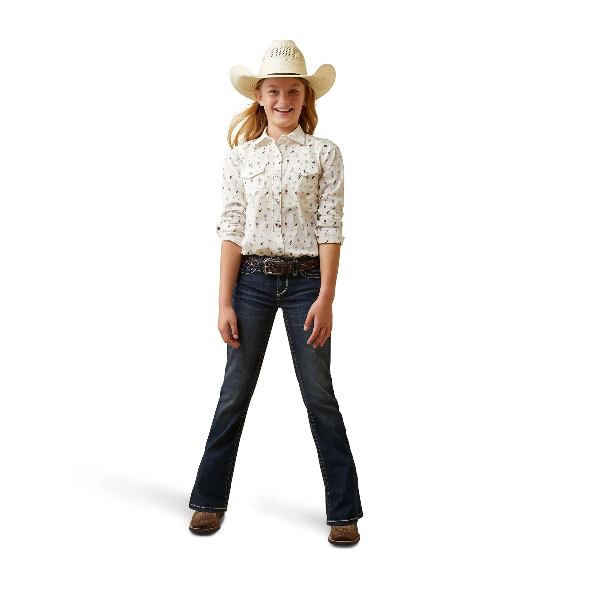 Ariat Girls R.E.A.L. Sante Fe Multicolored Long Sleeve Western Shirt 10044972