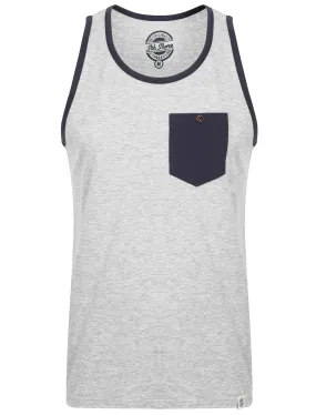 Arnie Cotton Vest Top with Chest Pocket In Light Grey Marl - South Shore