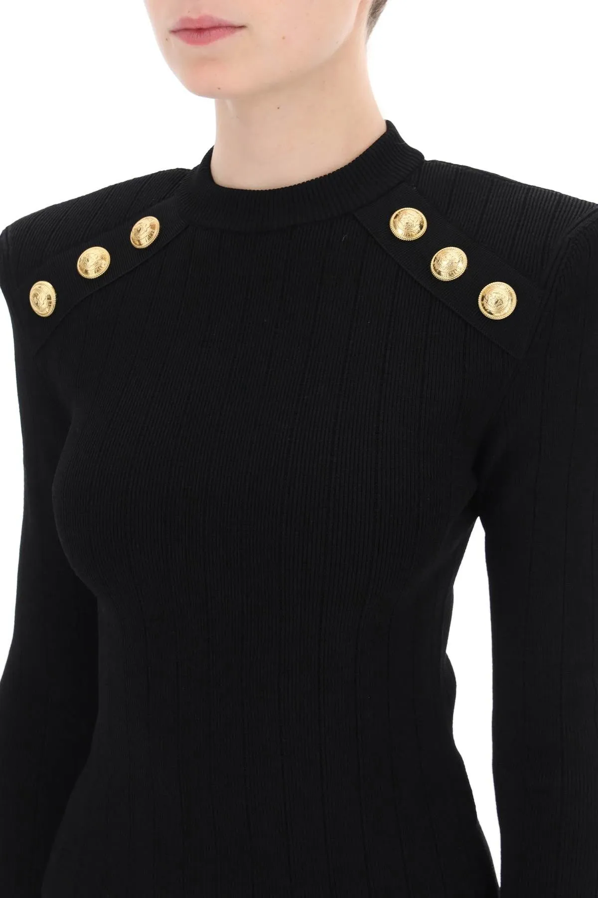 BALMAIN crew-neck sweater with buttons