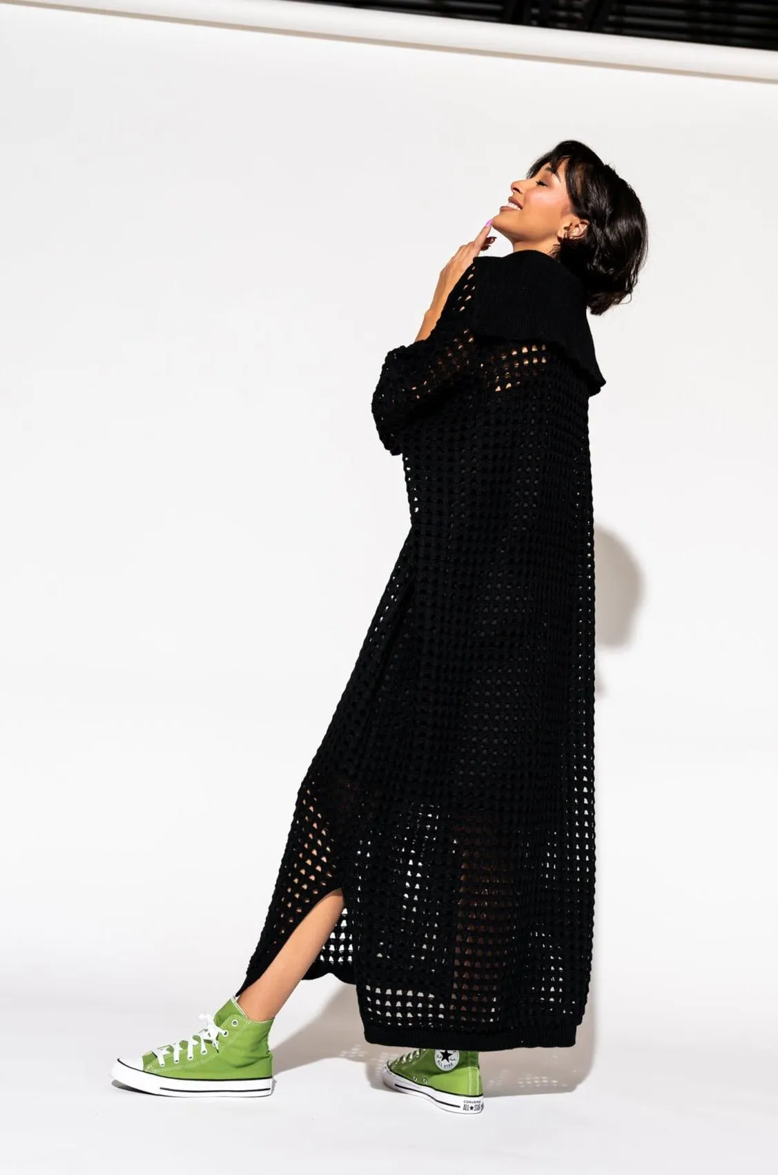 Be Bold Oversized Knit Dress   Slip in Black