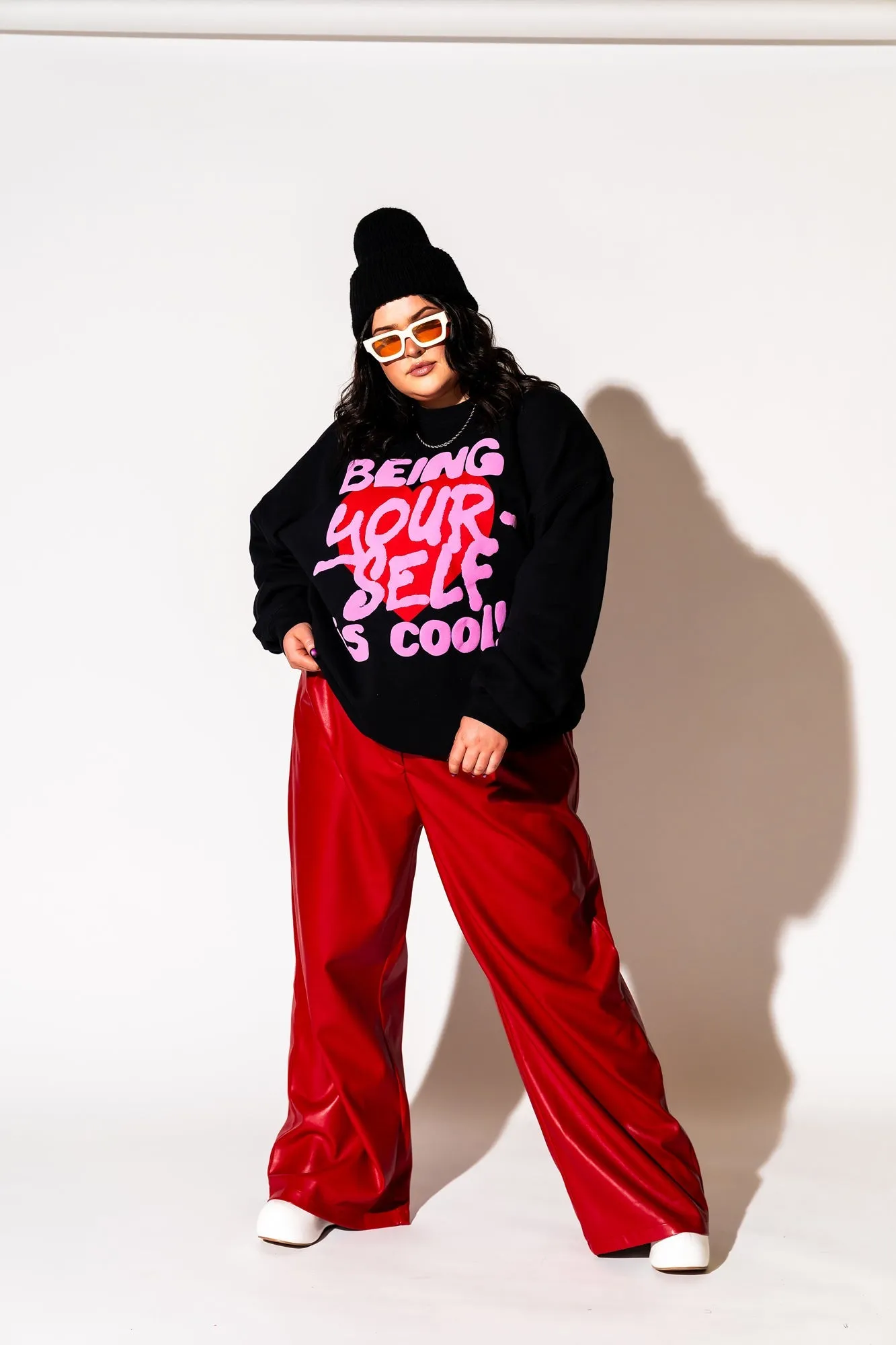 Being Yourself is Cool Puff Print Pullover in Black