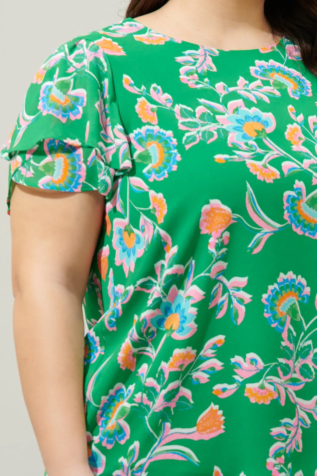 Belize Floral Deja Chiffon Blouse Curve