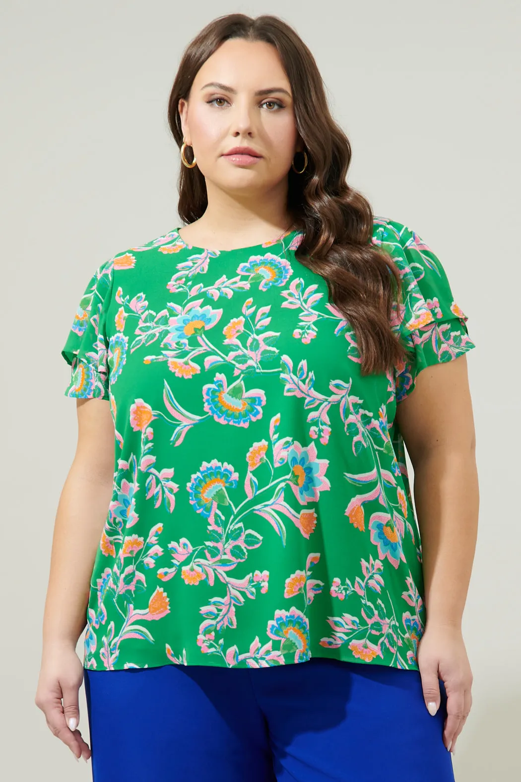 Belize Floral Deja Chiffon Blouse Curve