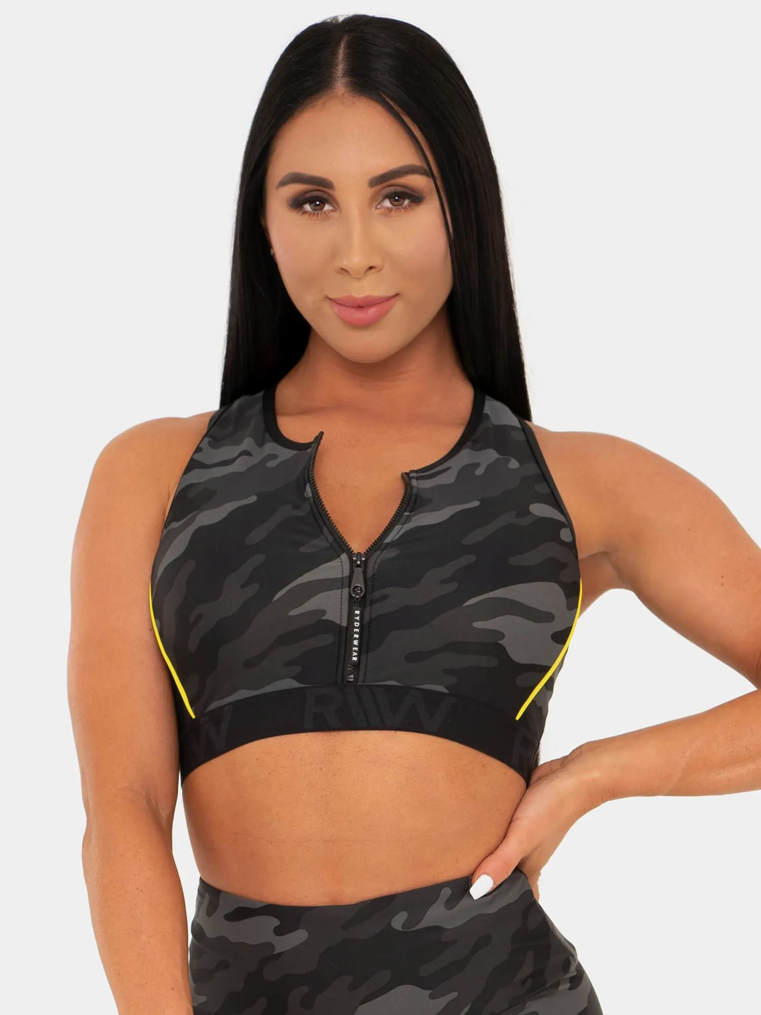 BFCAMO Zip Up Sports Bra - Camo