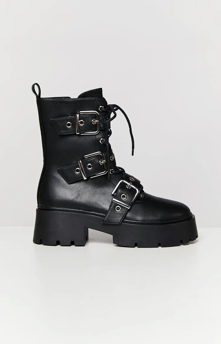 Billini Xyola Black Buckle Up Boots