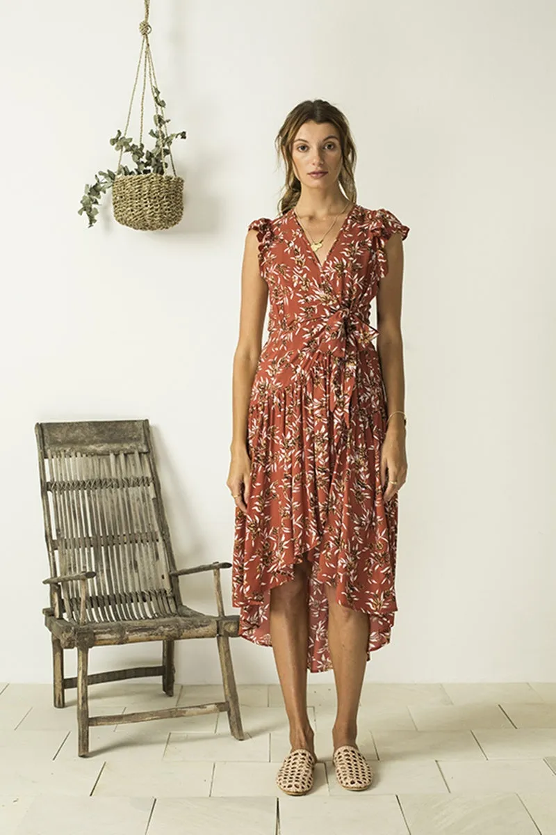 Bird & Kite - Abigale Wrap Dress - Cottage Garden Pomegranite