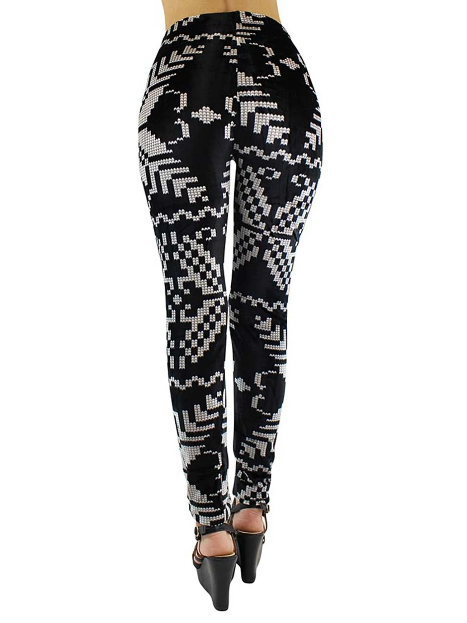 Black & White Winter Snowflake Velour Leggings