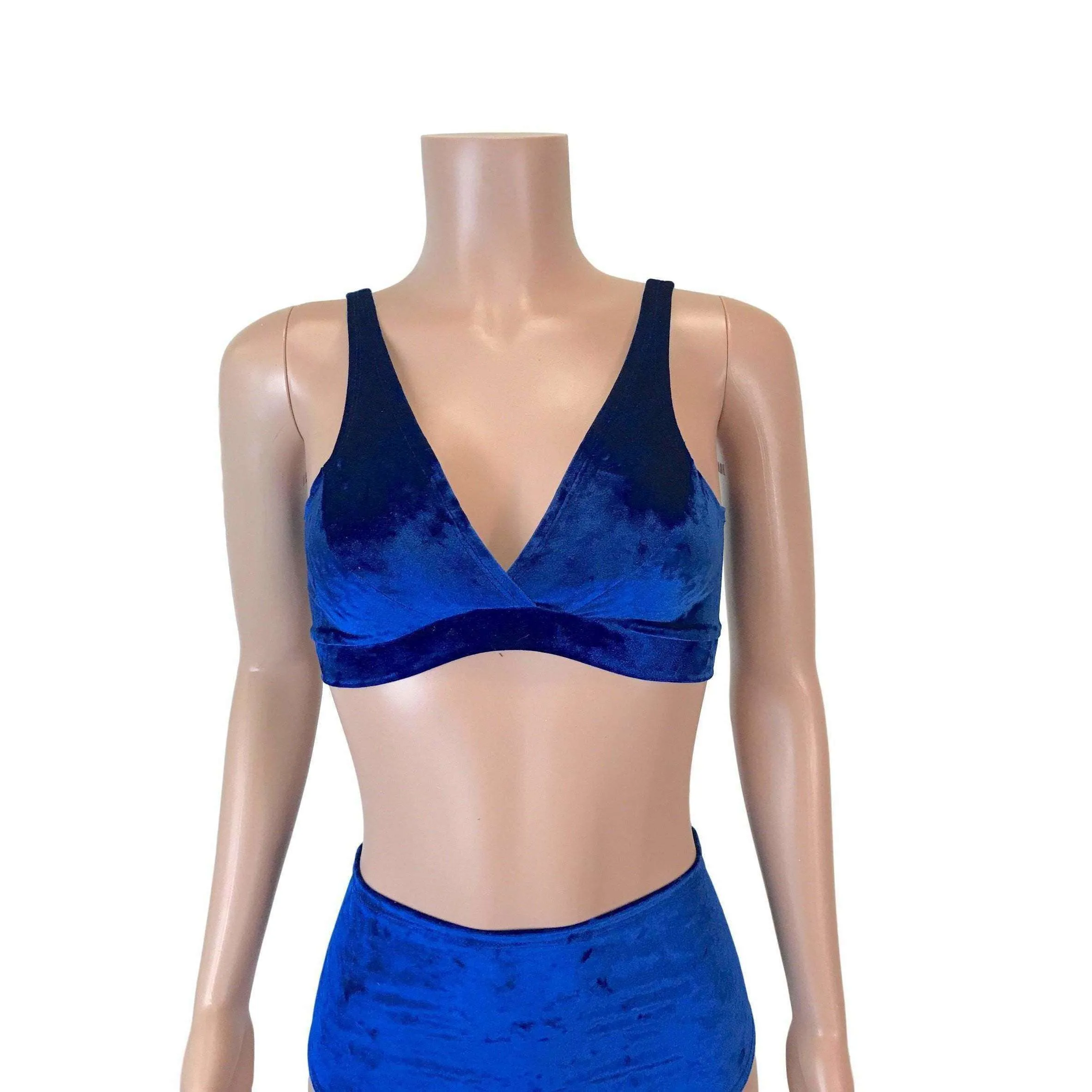 Blue Crushed Velvet Bralette