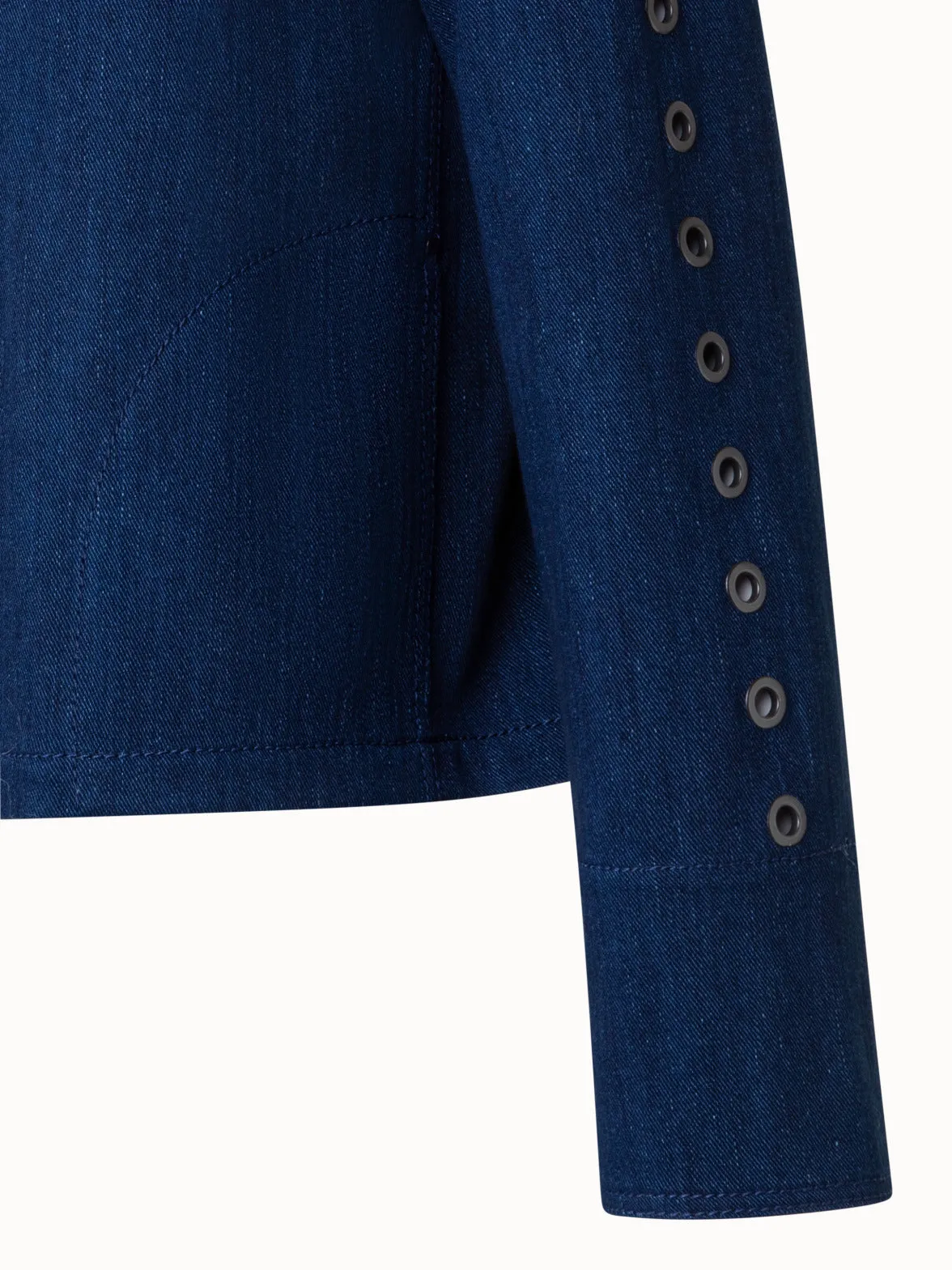 Boxy Denim Jacket with Eyelet Details