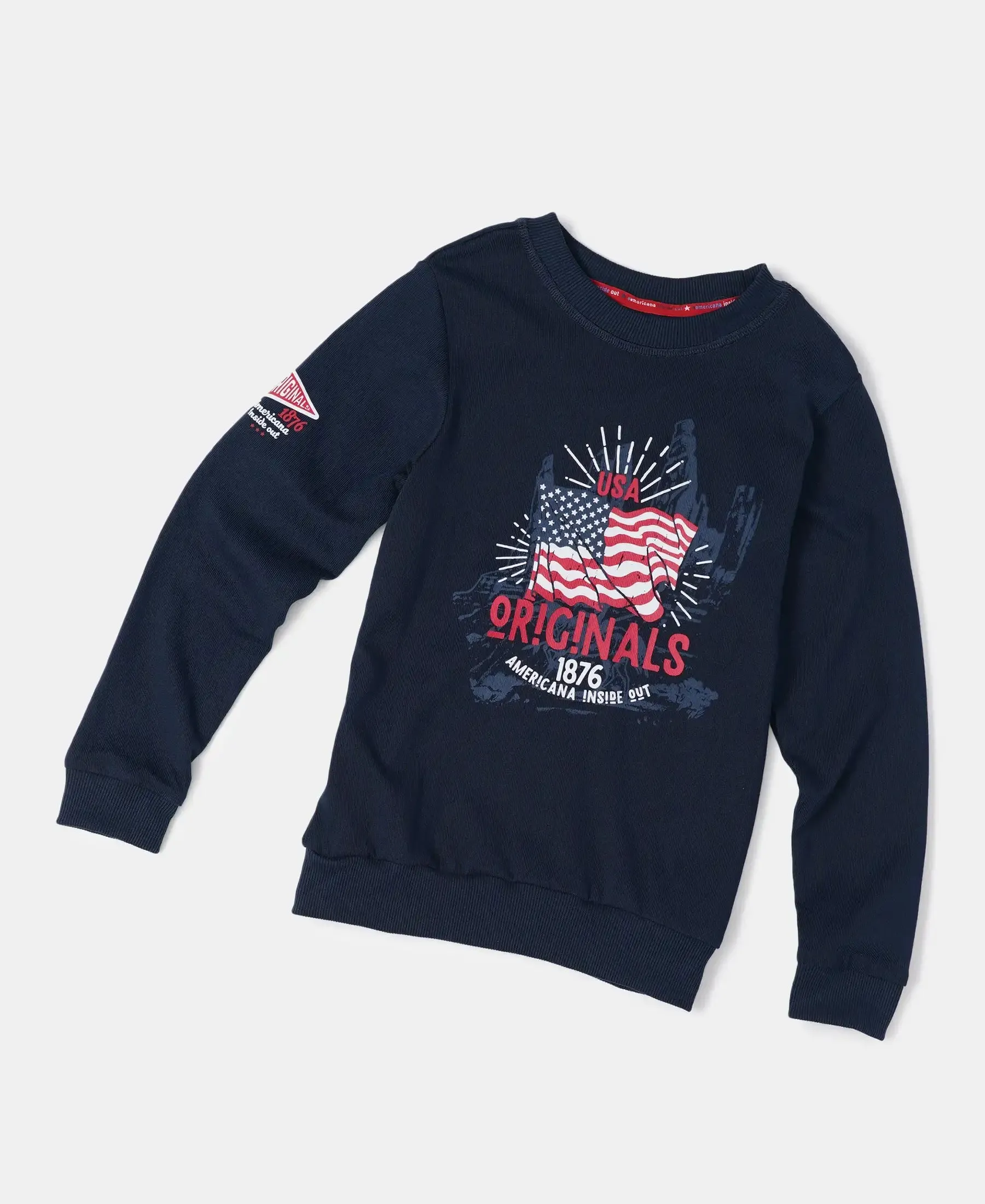 Boy's Super Combed Cotton Rich Graphic Printed Sweatshirt - Navy