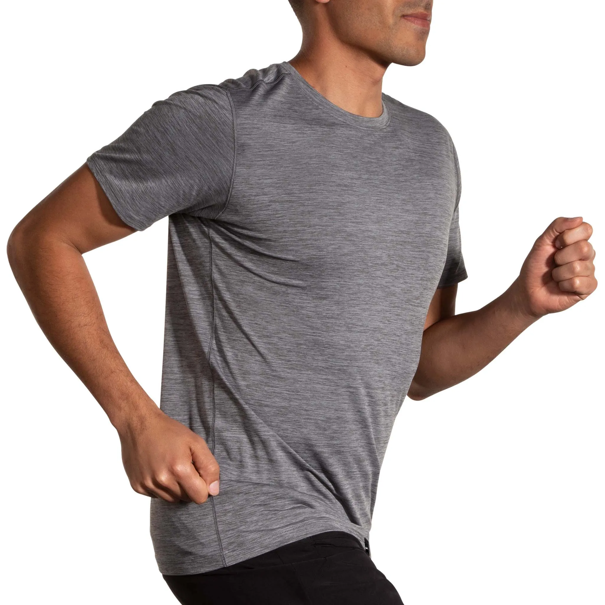 Brooks | Men's Luxe Short Sleeve - Heather Charcoal