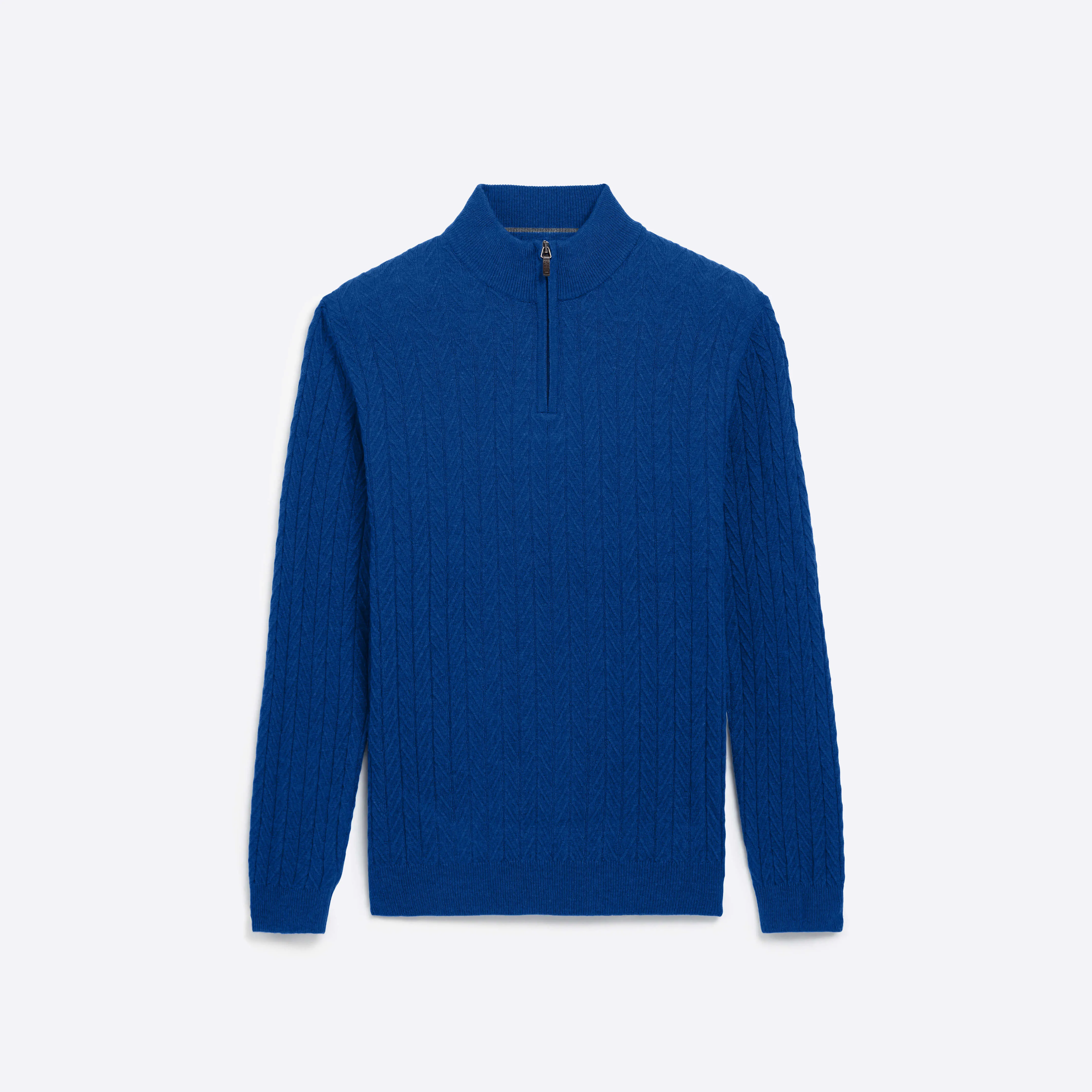 Cable Knit Quarter Zip Mock Neck Sweater