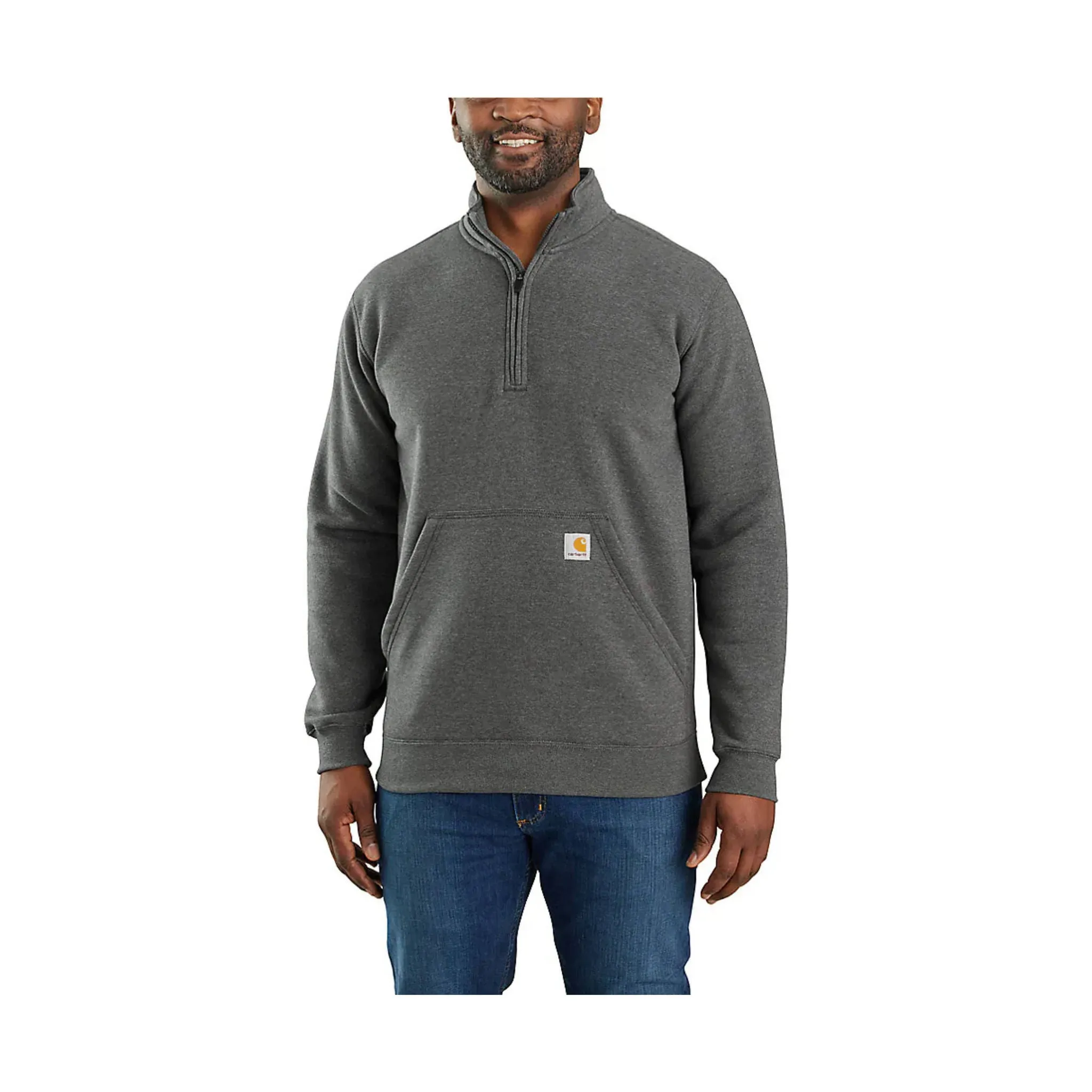 Carhartt Men's Loose Fit Midweight Quarter Zip Mock Neck Sweatshirt - Carbon Heather