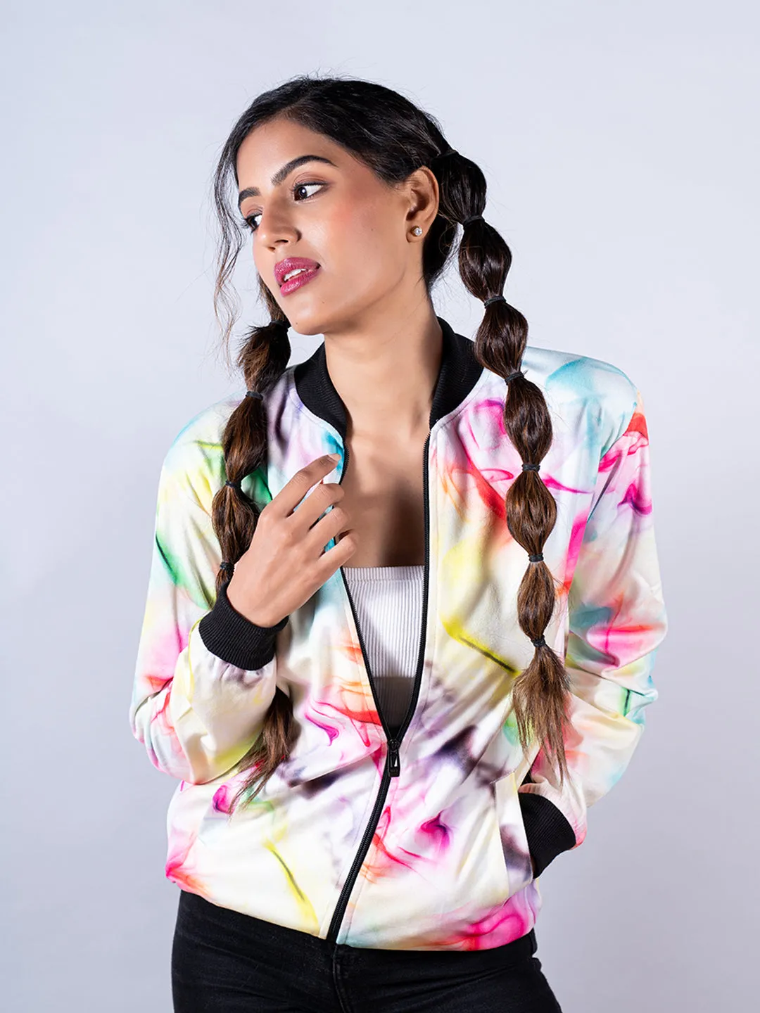 Colorful Printed  Velvet Jacket