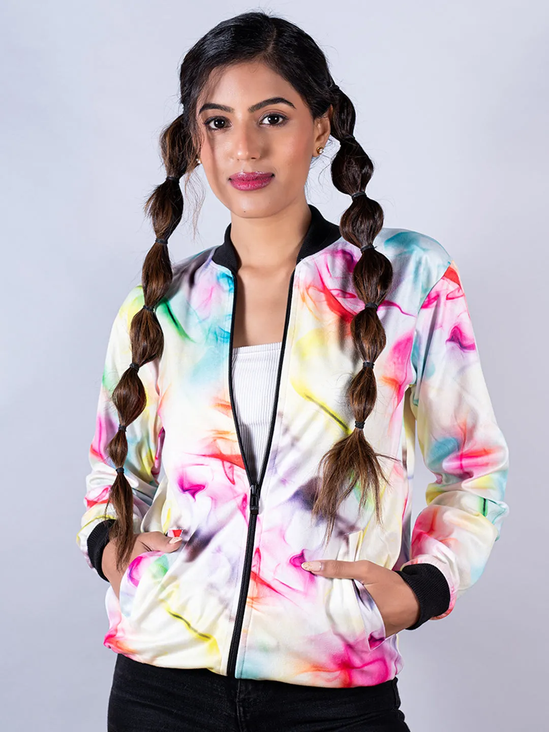 Colorful Printed  Velvet Jacket