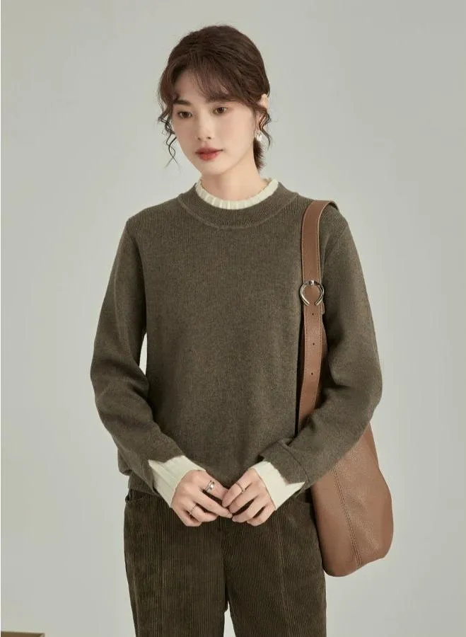 Contrast Cuff Ribbed Hem Sweater