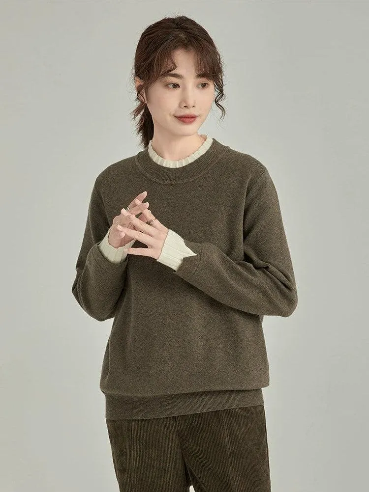 Contrast Cuff Ribbed Hem Sweater