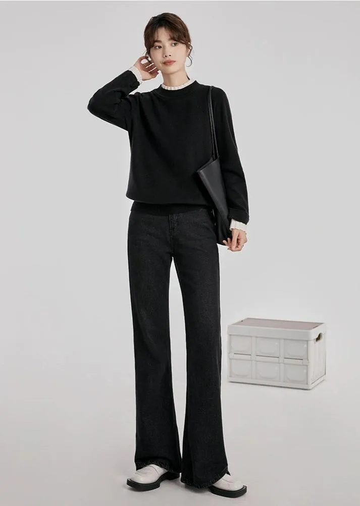 Contrast Cuff Ribbed Hem Sweater