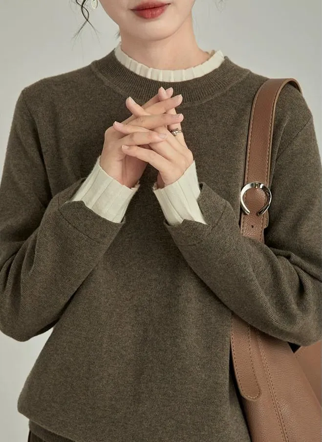 Contrast Cuff Ribbed Hem Sweater