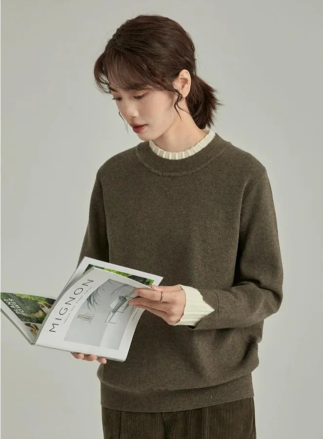 Contrast Cuff Ribbed Hem Sweater