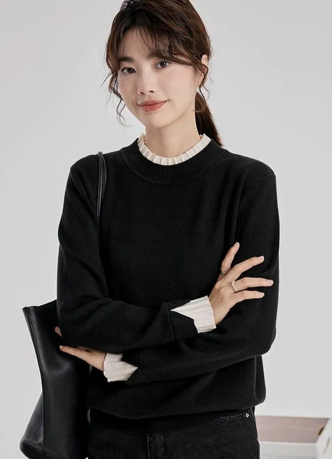 Contrast Cuff Ribbed Hem Sweater