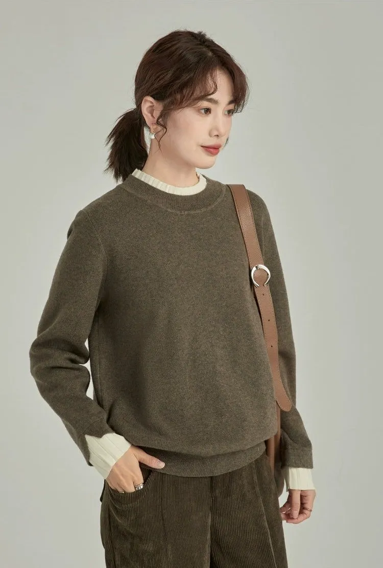 Contrast Cuff Ribbed Hem Sweater