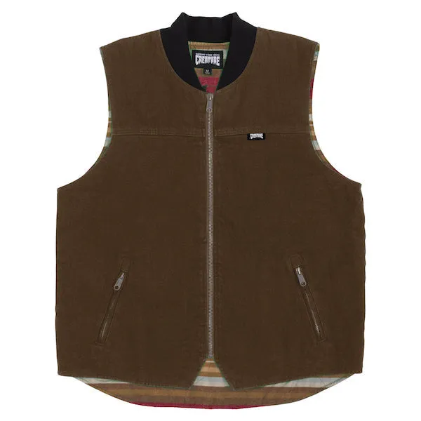 Creature Bonehead Flame Work Vest Brown