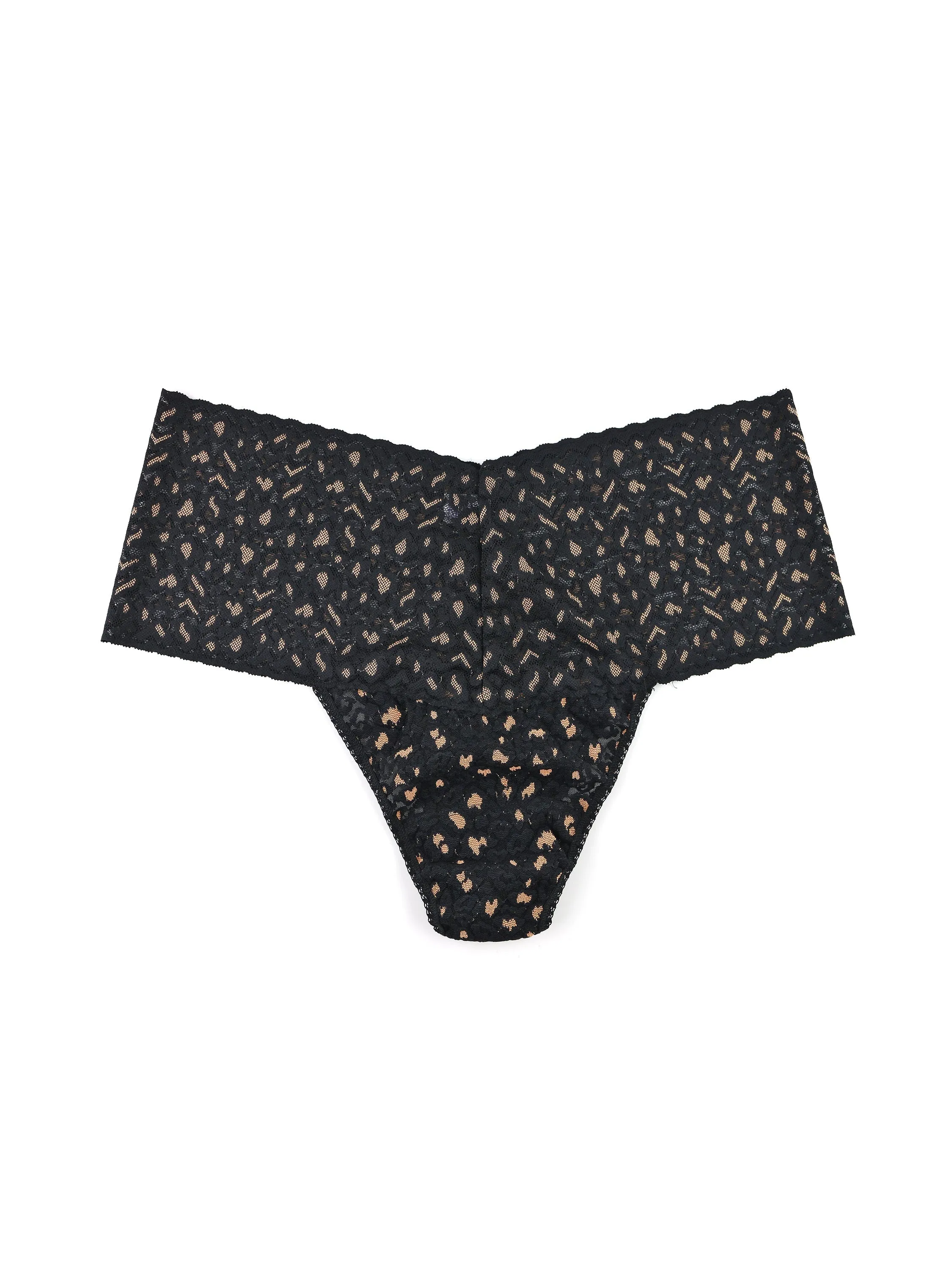 Cross-Dye Leopard Plus Retro Thong Black