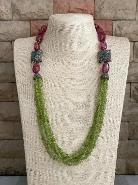 Designer Semi Precious Green Paridot Beads Necklace By Gehna Shop