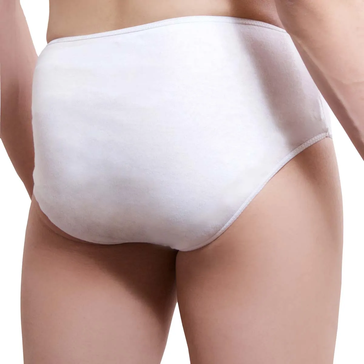 Disposable white cotton underwear for men. Hospital Travel briefs 5pcs