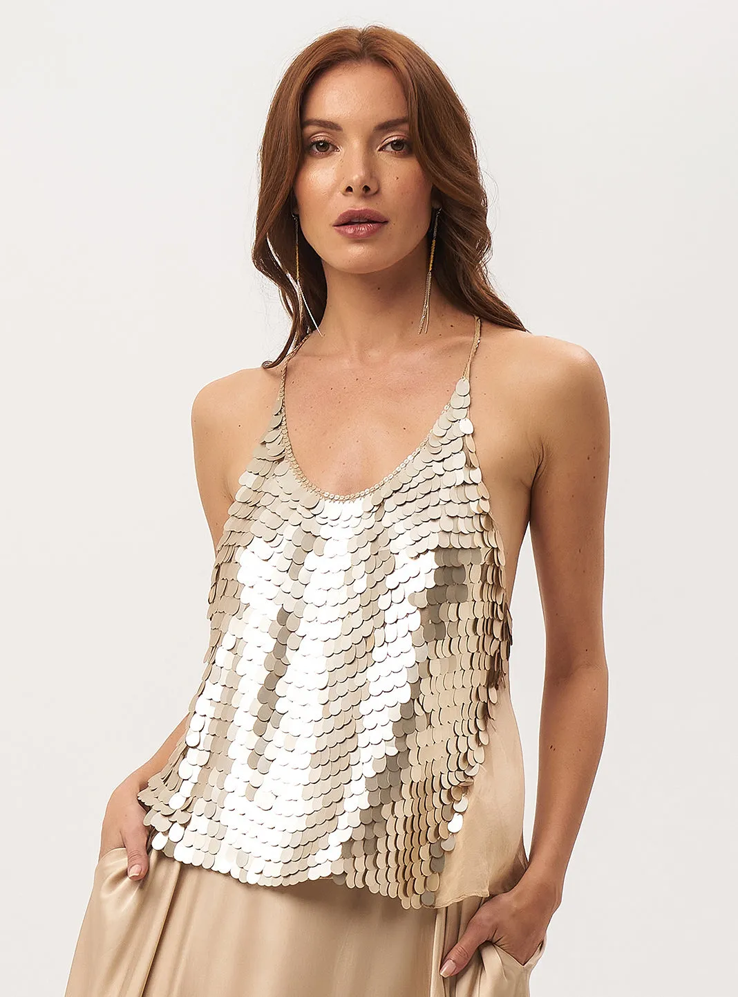 Dollar Beaded Racer Back Top