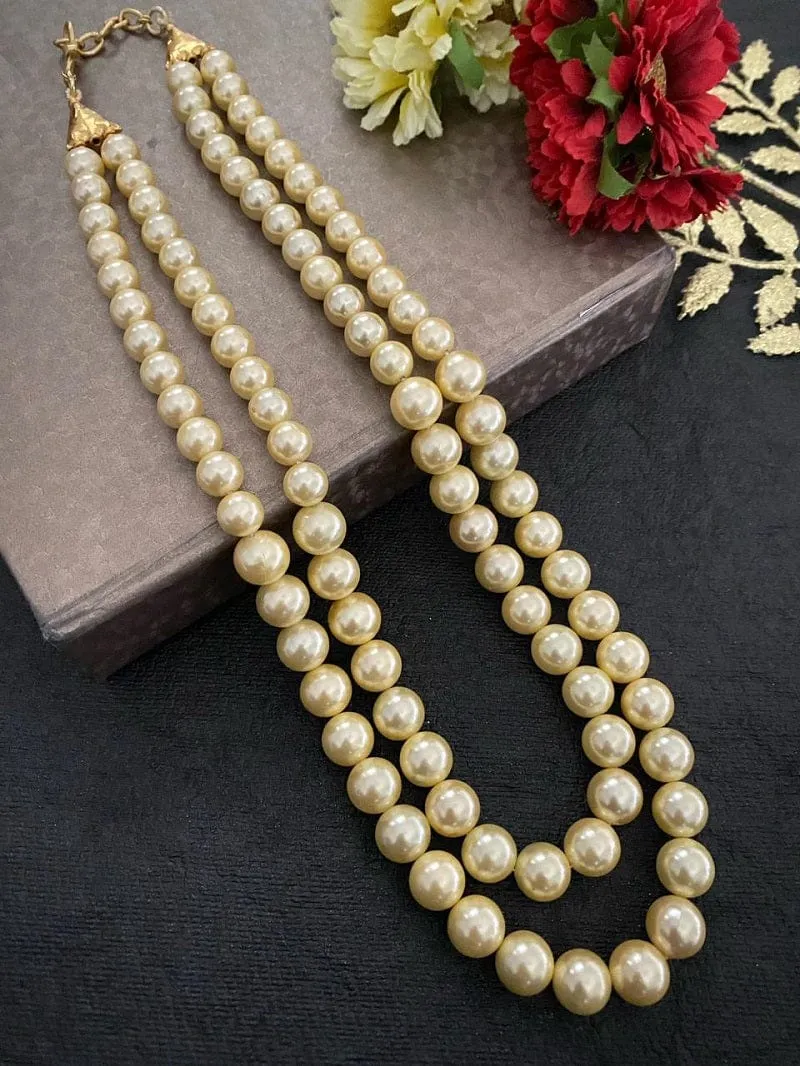 Double Layered Golden Shell Pearls Beaded Necklace For Women By Gehna Shop