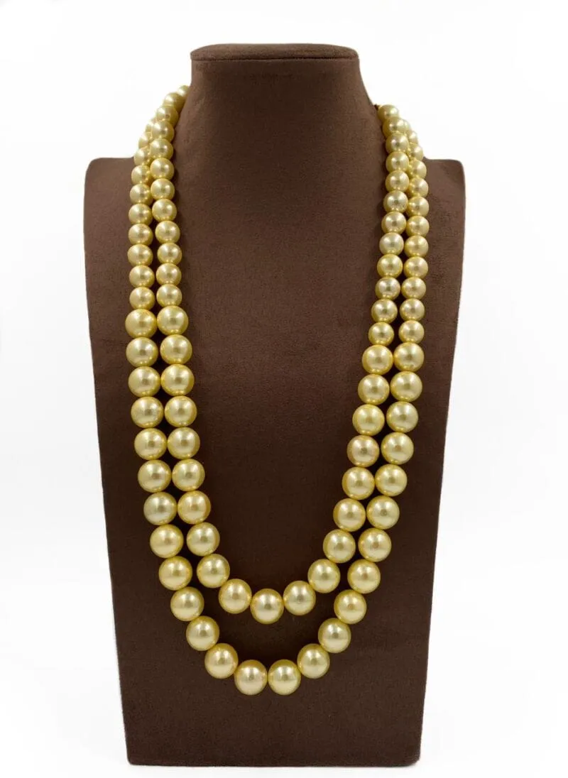 Double Layered Golden Shell Pearls Beaded Necklace For Women By Gehna Shop